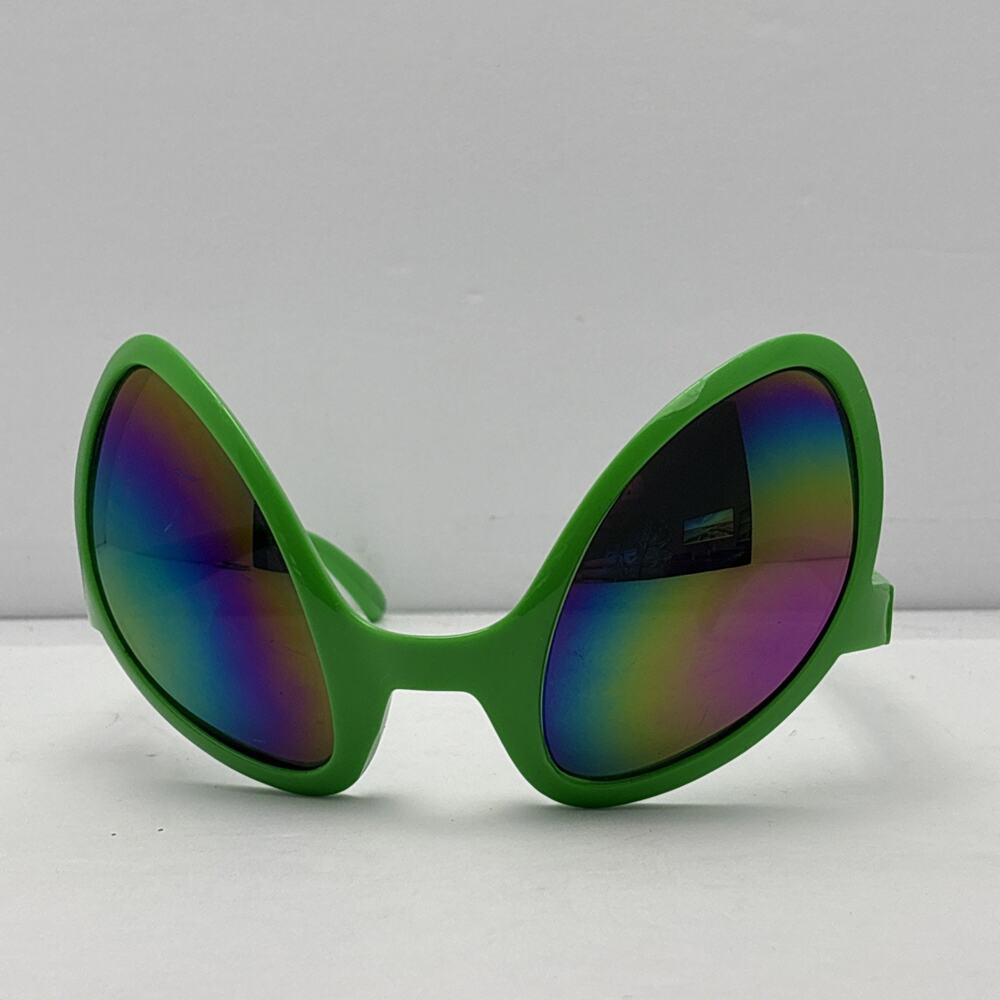 Ocean Line Alien Eye Sunglasses Green Frame Mirrored Blue Lenses Funny Costume